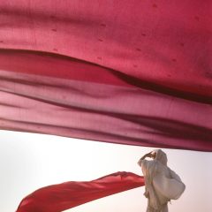 India, fine art photography, raffaele ferrari, seascape, travel photography, asia, fotografo arte, film photography, Woman,man red sari, Karnataka, India,