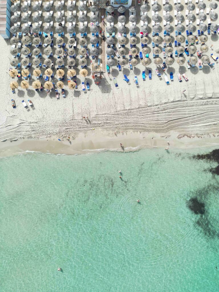 Silver and Gold Umbrellas, Sicily — Italian Beaches, fine art photograph by Raffaele Ferrari
